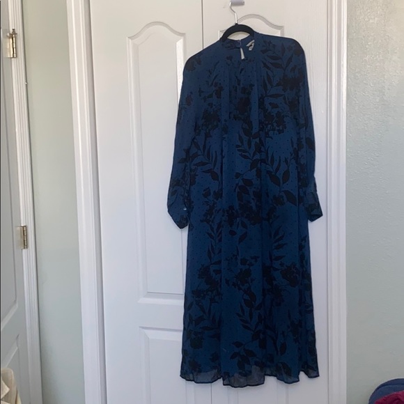 navy blue sheer dress